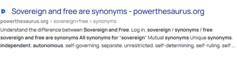 Sovereign defined as free